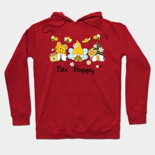 Bee Happy Gnome Bees Sunflower Spring Gnomes Summer Hoodie